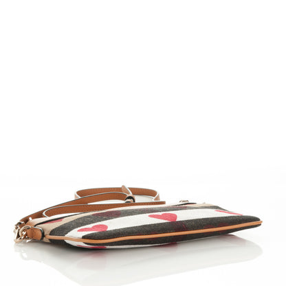 Burberry Mega Check Heart Print Peyton Crossbody Clutch Bag Tan 4 of 9