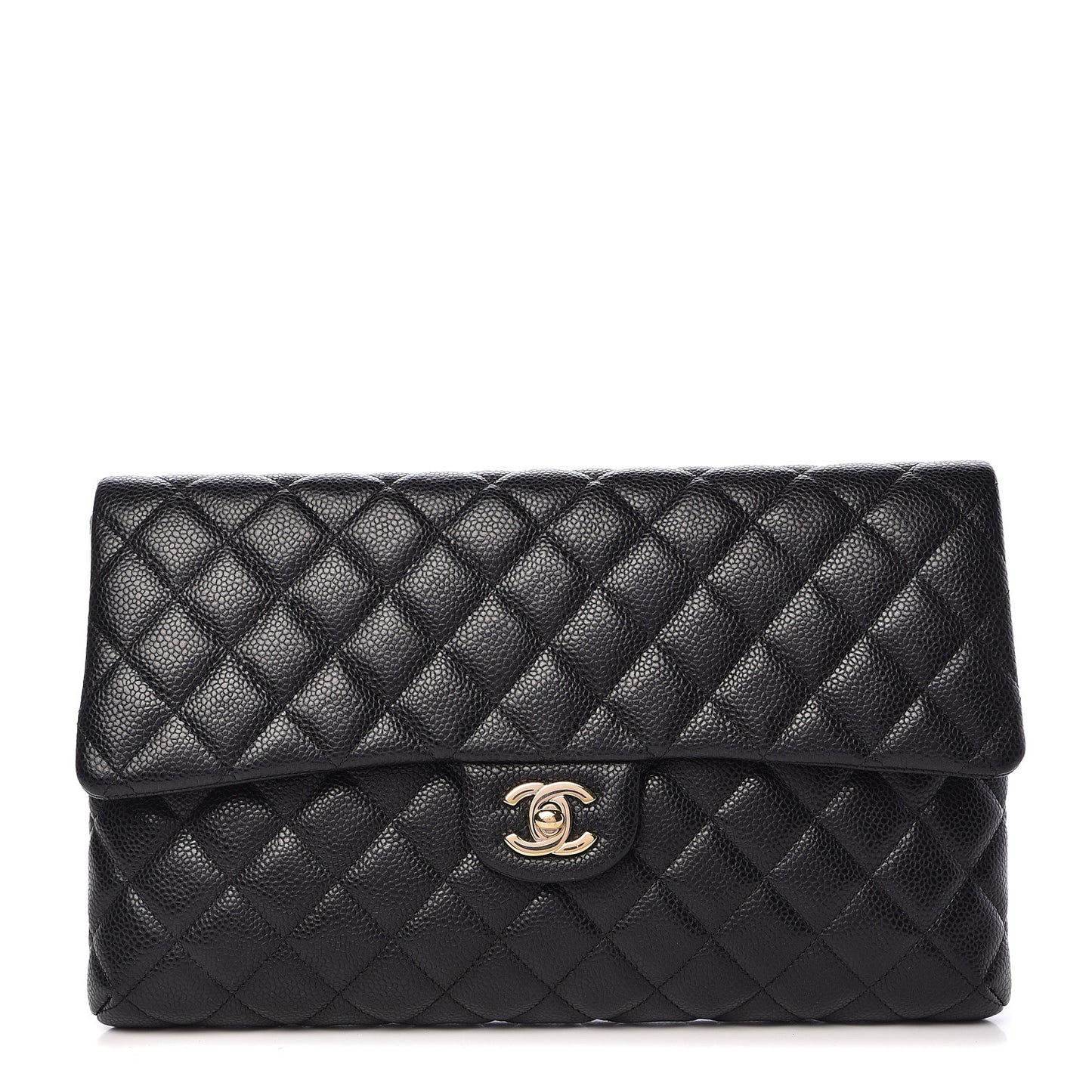 Caviar Quilted Flap Clutch Black