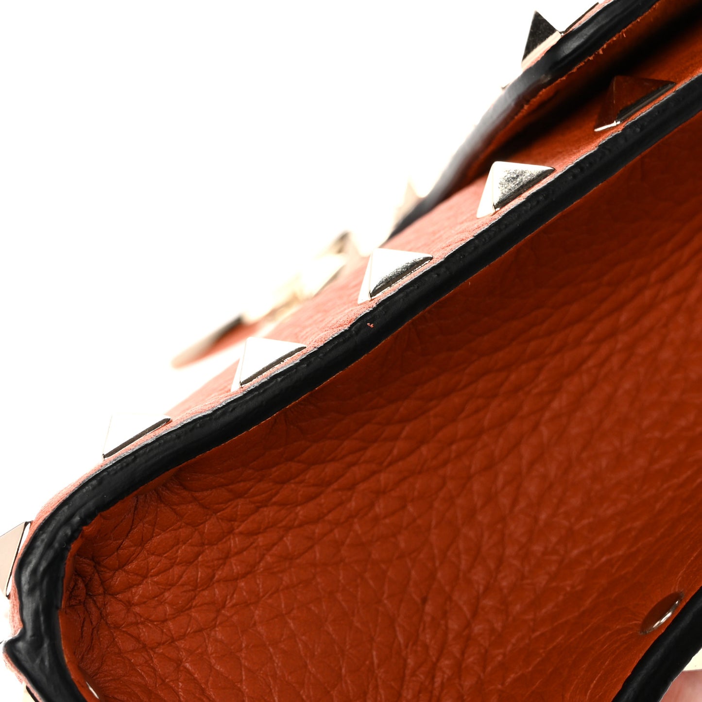 Pebbled Calfskin Medium Rockstud Flip Lock Crossbody Bag Orange