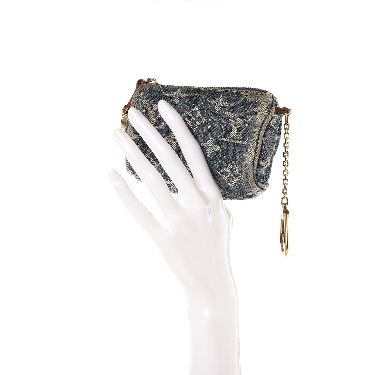Monogram Denim Pochette Speedy PM Key Holder Blue