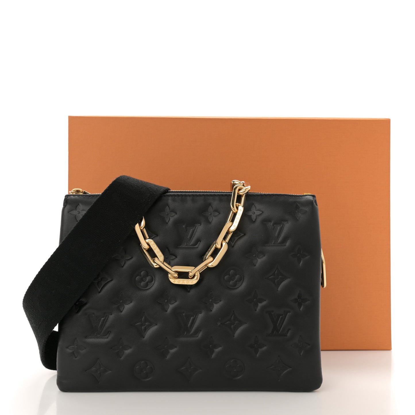 Lambskin Embossed Monogram Coussin PM Black