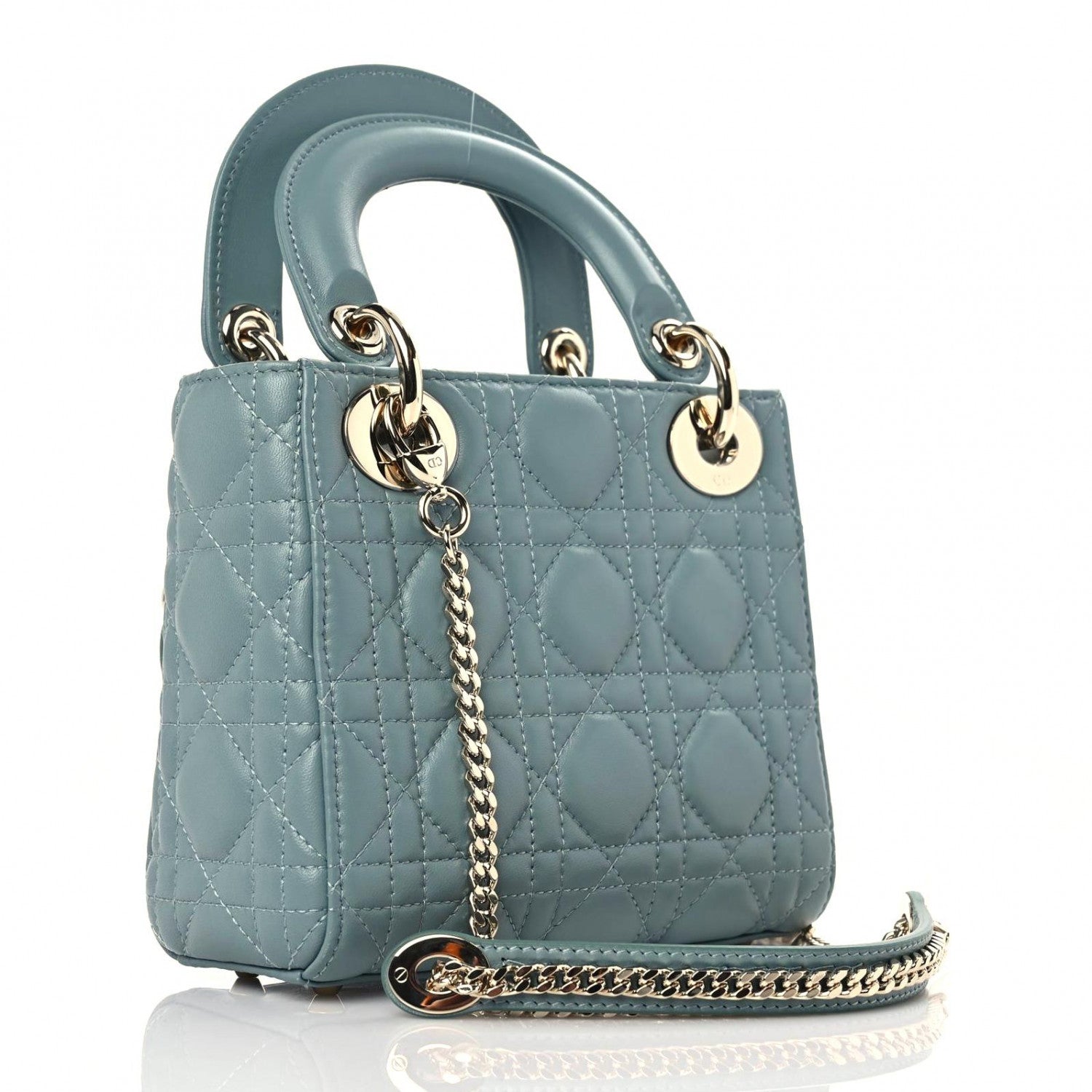 Christian Dior Lambskin Cannage Mini Lady Dior Cloud Blue 3 of 10
