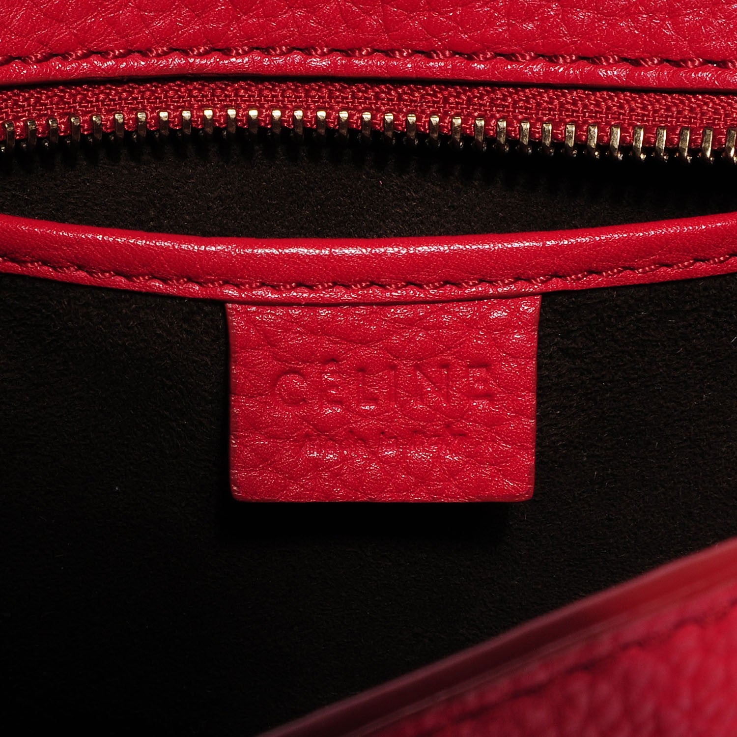 Celine Pebbled Calfskin Nano Luggage Red 6 of 8