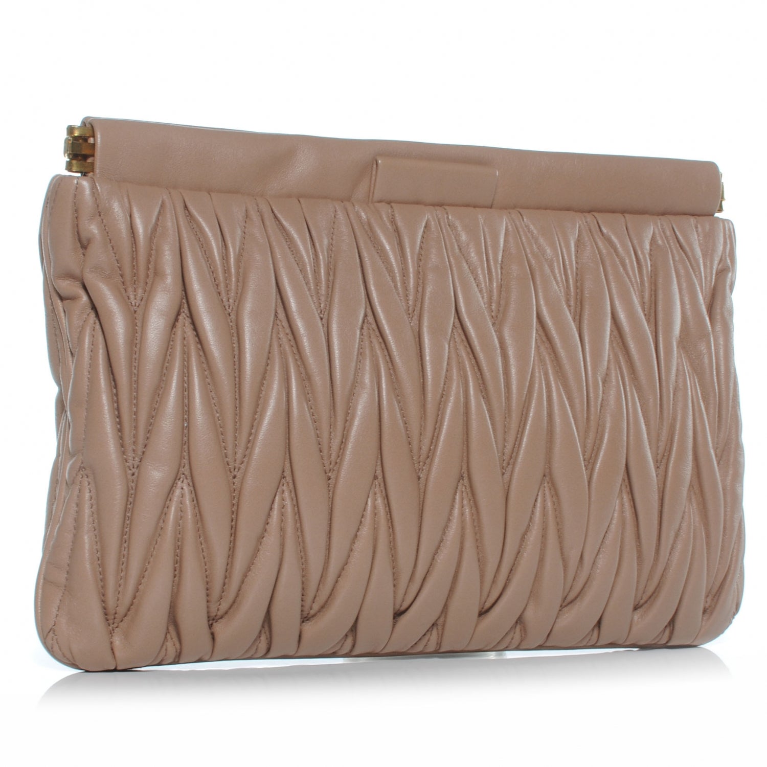 Miu Miu Leather Matelasse Clutch Cammeo 3 of 9