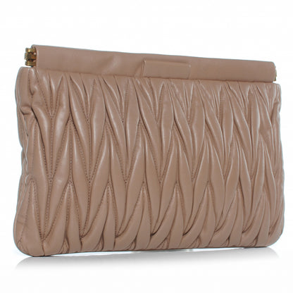 Miu Miu Leather Matelasse Clutch Cammeo 3 of 9