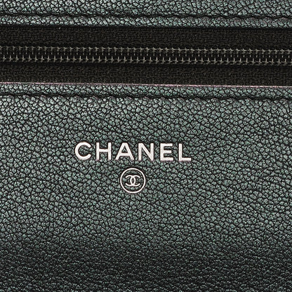 Chanel Iridescent Goatskin Quilted Wallet On Chain WOC Purple 6 of 8
