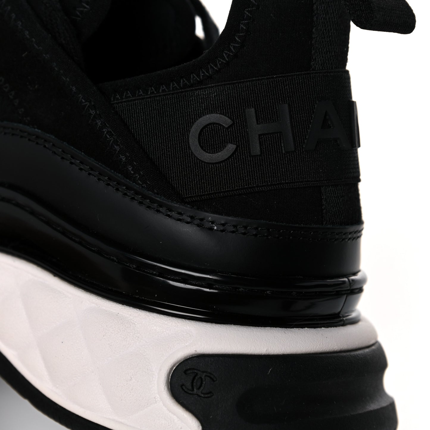 Velvet Calfskin Mixed Fibers CC Sneakers 38.5 Black