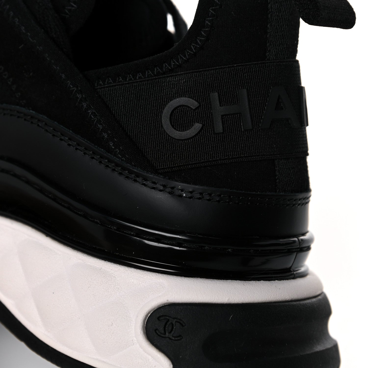 Chanel Velvet Calfskin Mixed Fibers CC Sneakers 38.5 Black 8 of 9