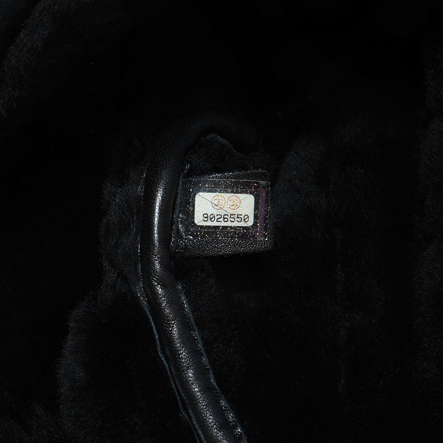 Shearling Suede Quilted Fur Flap Black