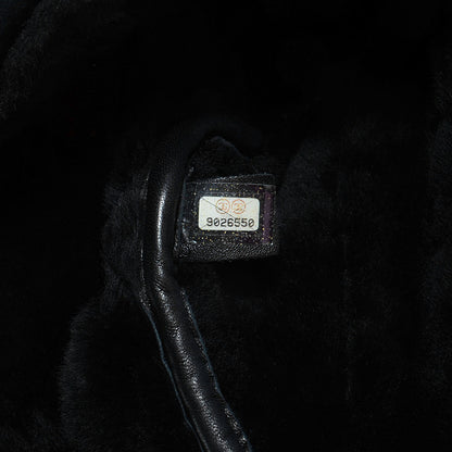 Chanel Shearling Suede Quilted Fur Flap Black 7 of 8