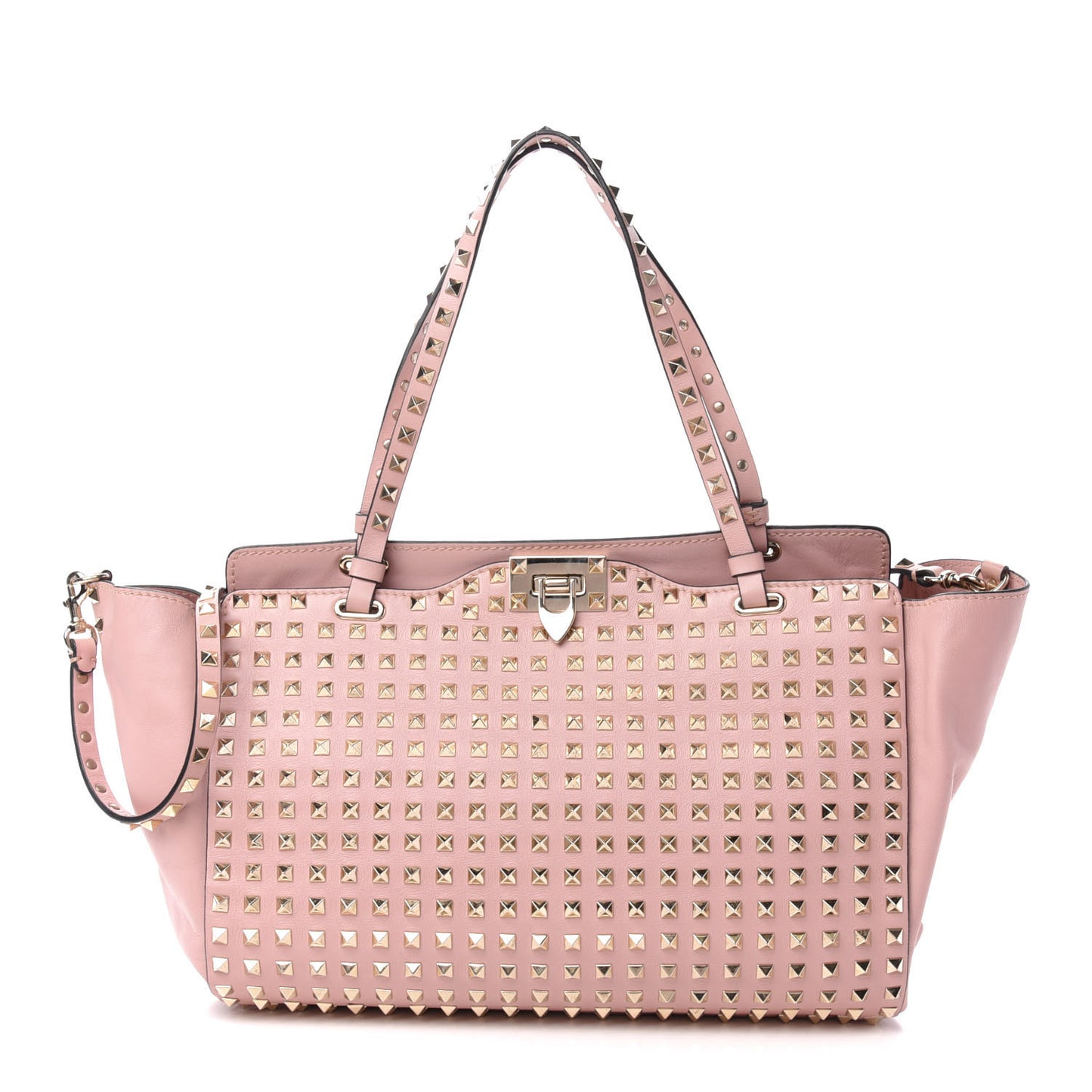 Vitello Medium Rockstud All Over Tote Pink