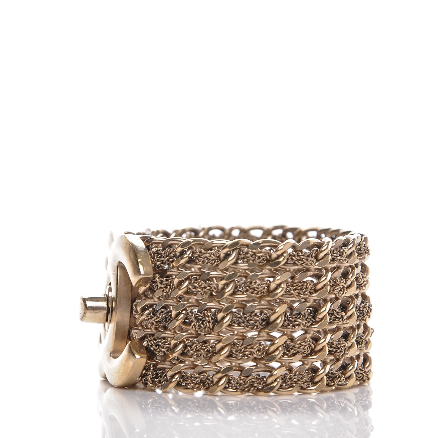 Metal CC Turnlock Multistrand Chain Bracelet M Gold