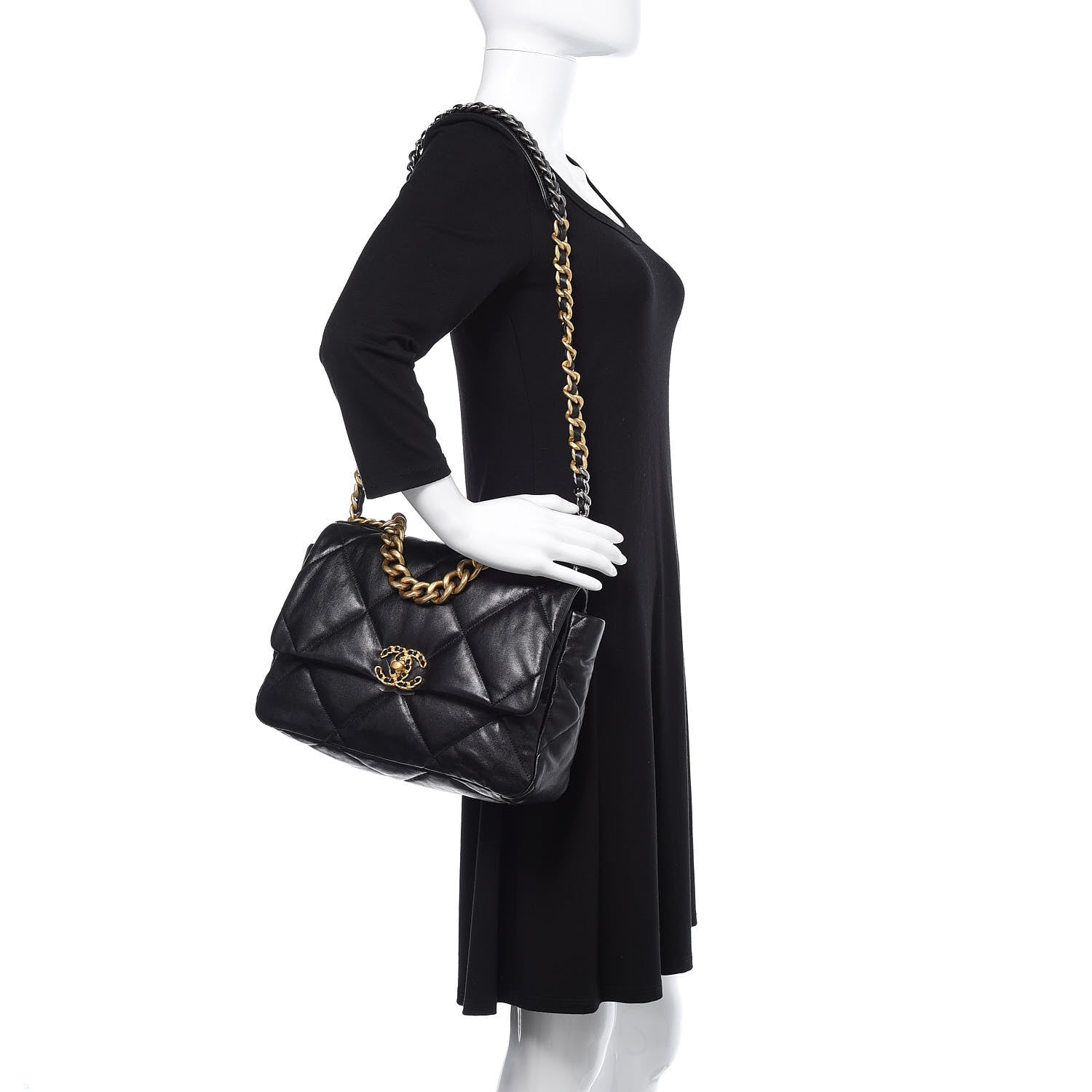 Chanel Lambskin Quilted Large Chanel 19 Flap Black 2 of 11