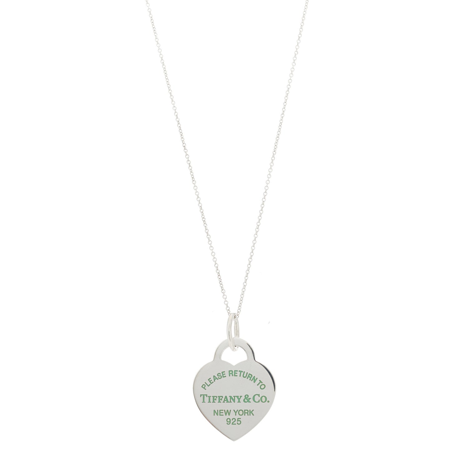 Tiffany Sterling Silver Enamel Medium Return To Tiffany Heart Pendant Necklace Blue 1 of 6