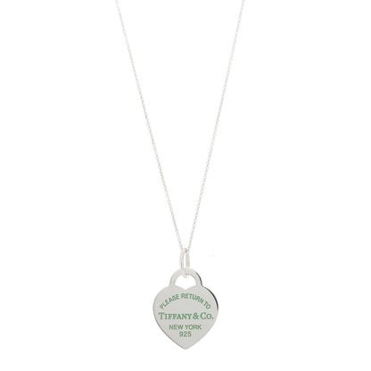 Tiffany Sterling Silver Enamel Medium Return To Tiffany Heart Pendant Necklace Blue 1 of 6