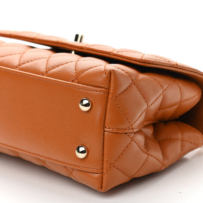 Chanel Caviar Quilted Mini Coco Handle Flap Light Brown 10 of 10
