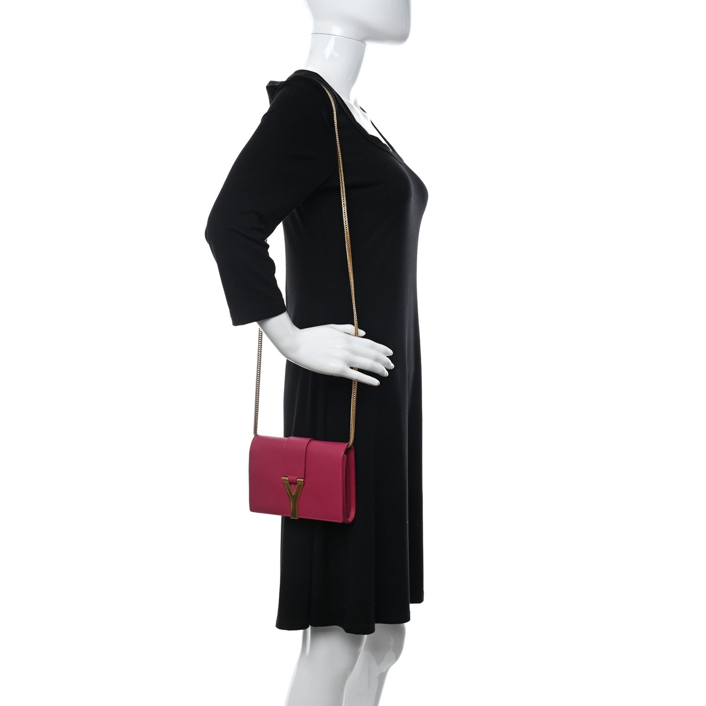 Calfskin Small Classic Y Satchel Bag Fuchsia