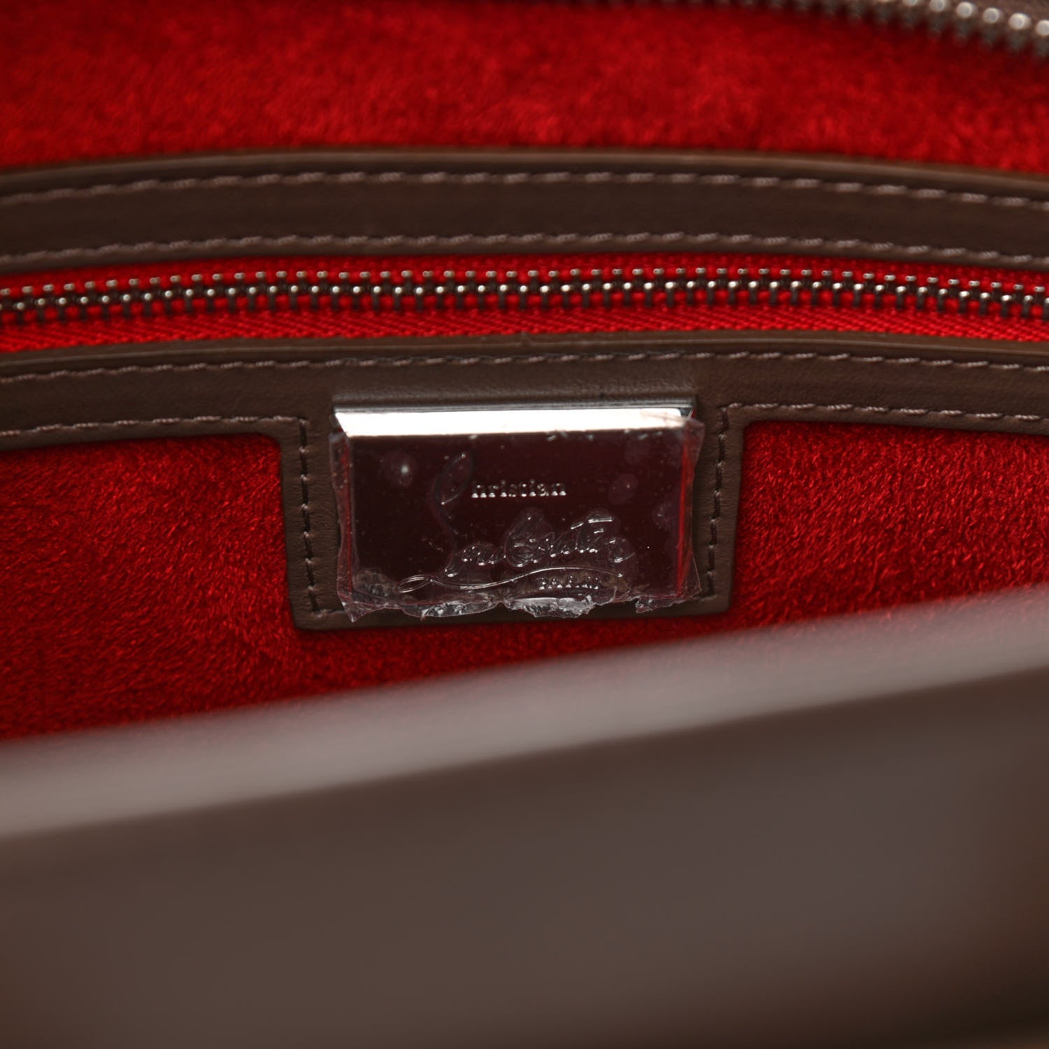 Christian Louboutin Grained Calfskin Studded Large Eloise Satchel Brown 6 of 9