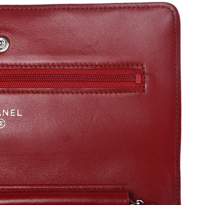 Chanel Lambskin Quilted Wallet On Chain WOC Red 9 of 11
