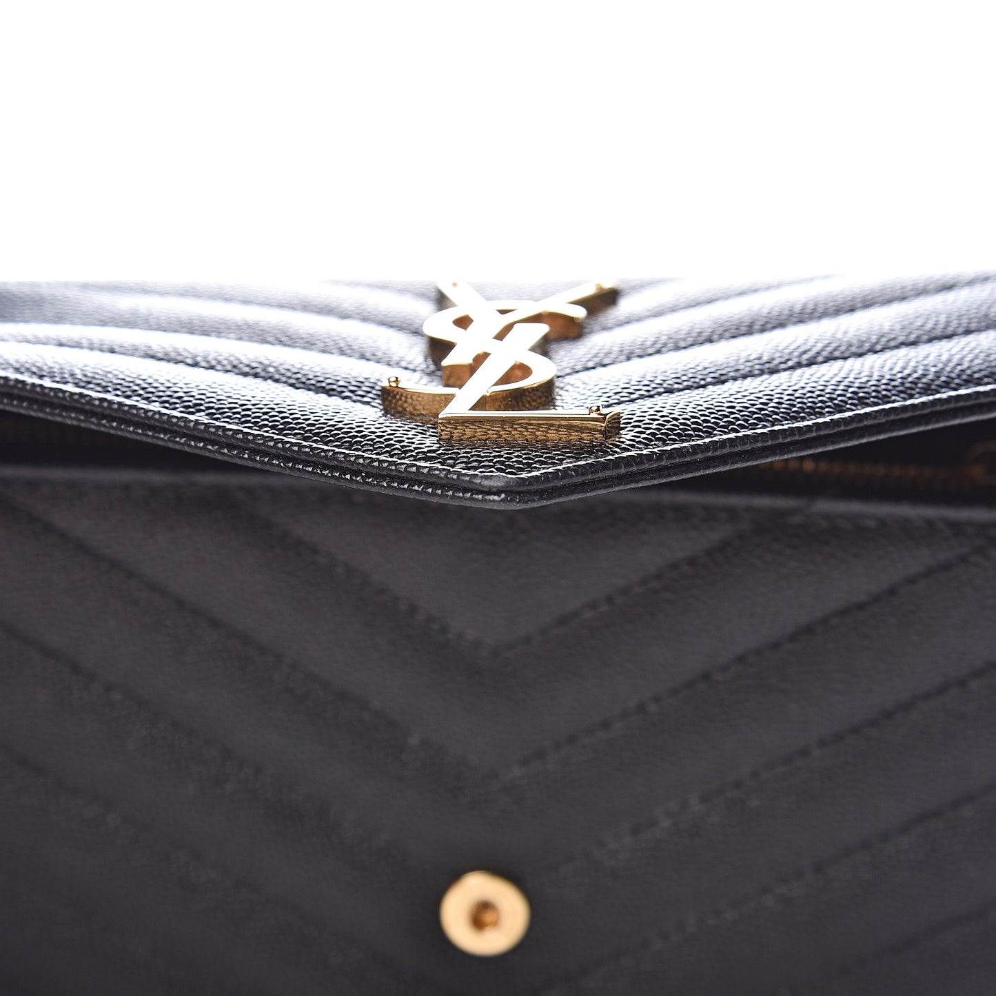 Grain De Poudre Matelasse Chevron Monogram Flap Wallet Black
