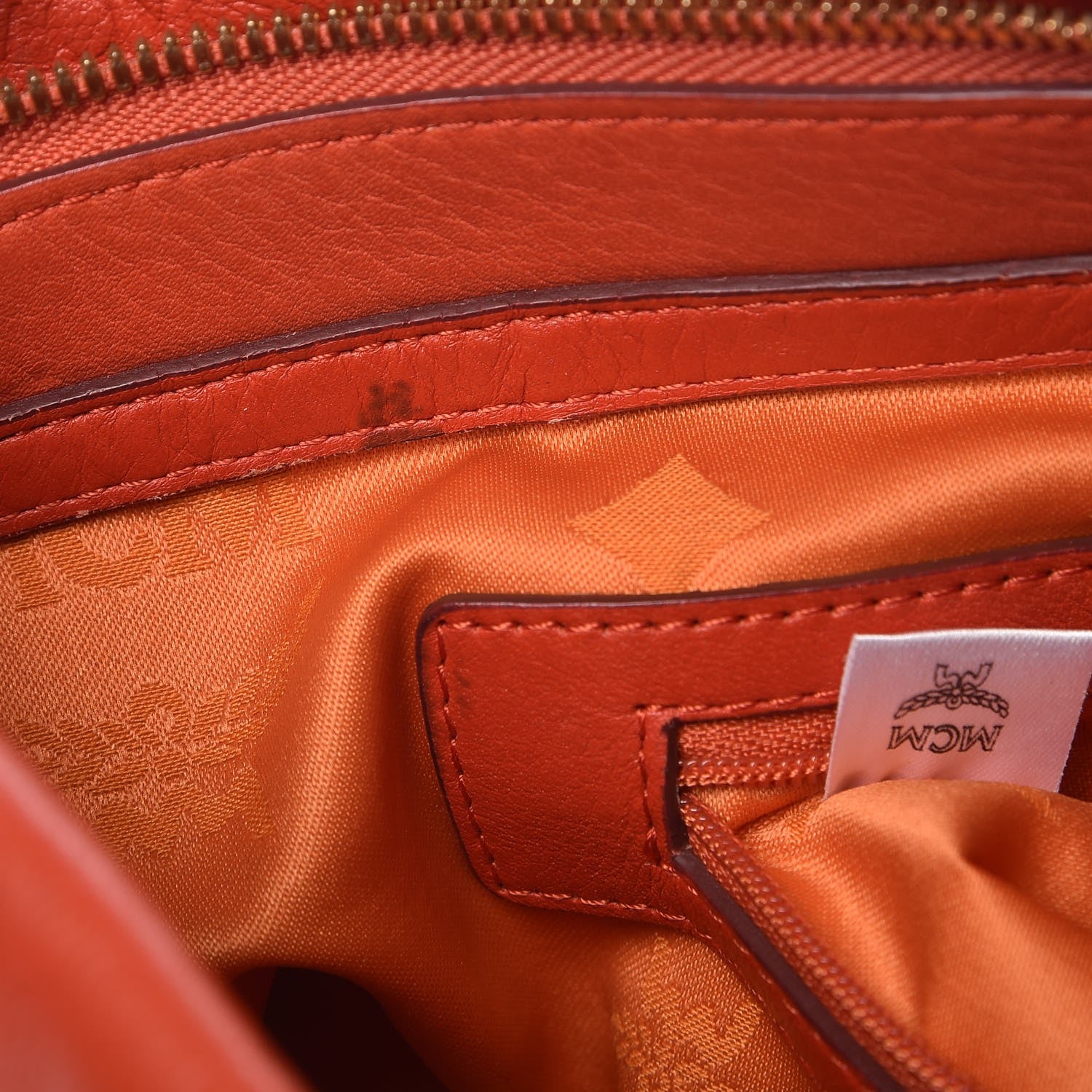 MCM Calfskin Ottomar Monogram Tote Orange 6 of 18