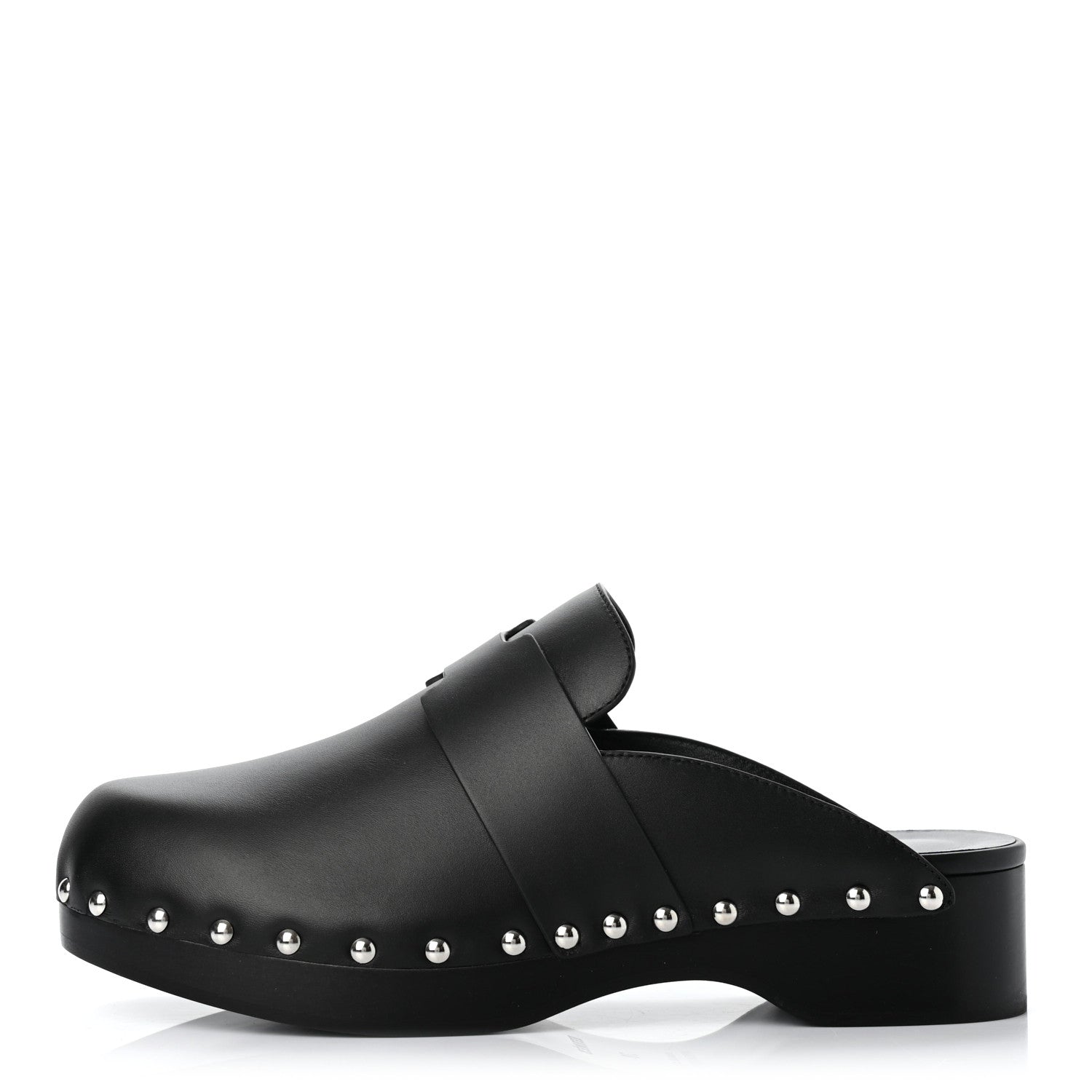 Hermes Calfskin Calya Mules 38 Black 1 of 7