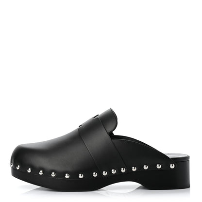 Hermes Calfskin Calya Mules 38 Black 1 of 7