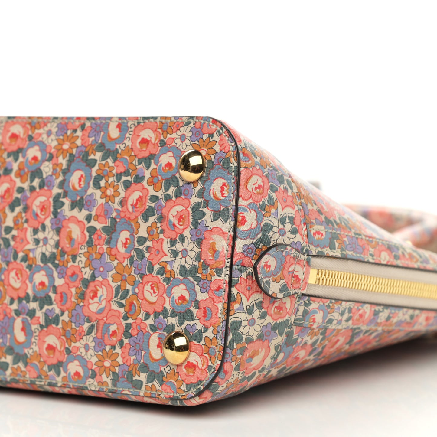 X LIBERTY OF LONDON Calfskin Floral Fawn Print Horsebit 1955 Duffle Bag Perfect Pink Ivory