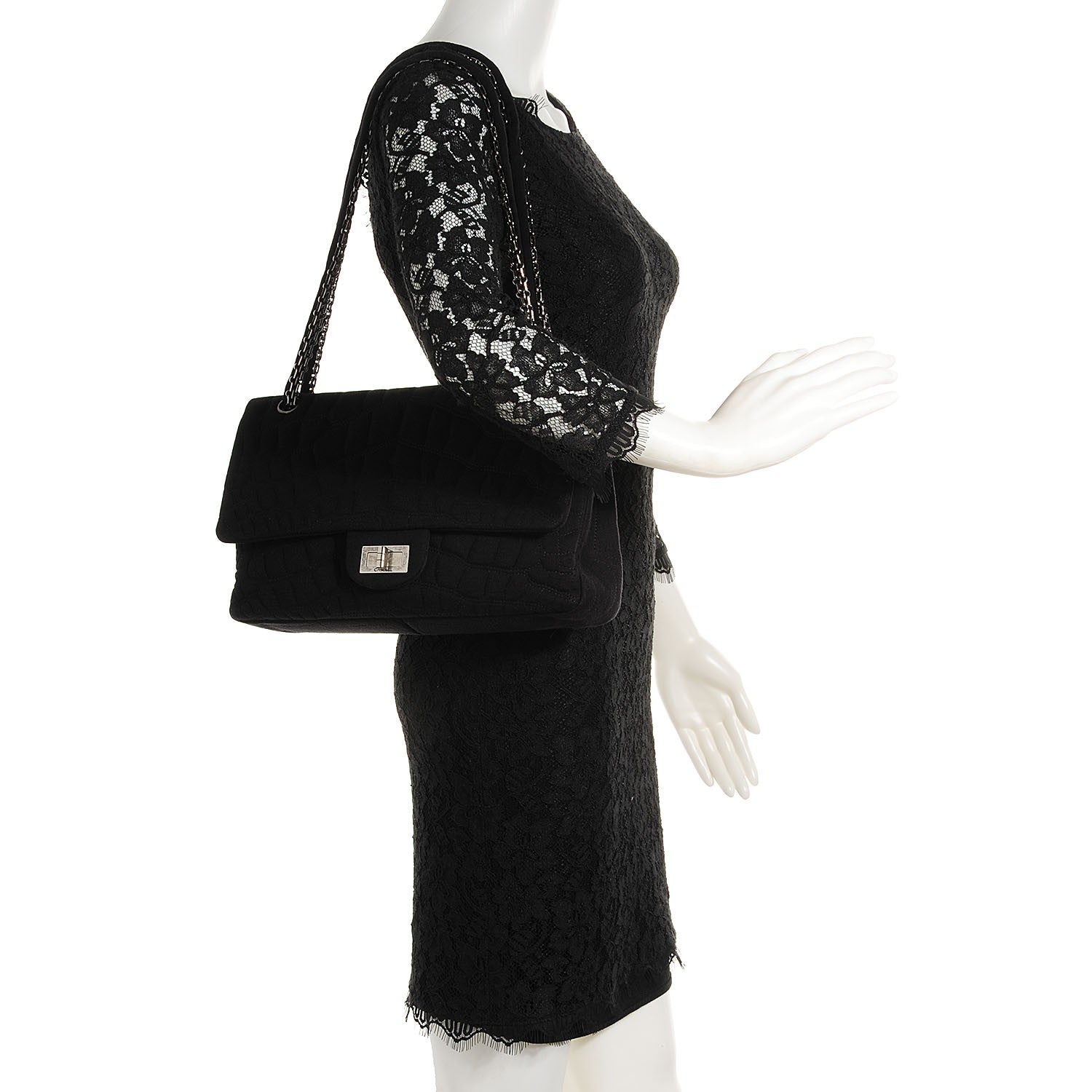 Chanel Jersey Coco's Croc 2.55 Reissue 227 Flap Black 2 of 13