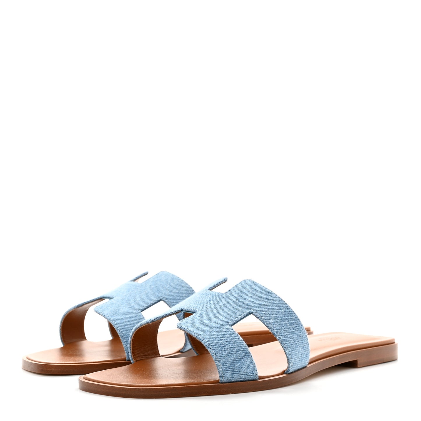Denim Canvas Oran Sandals 41 Bleu Clair