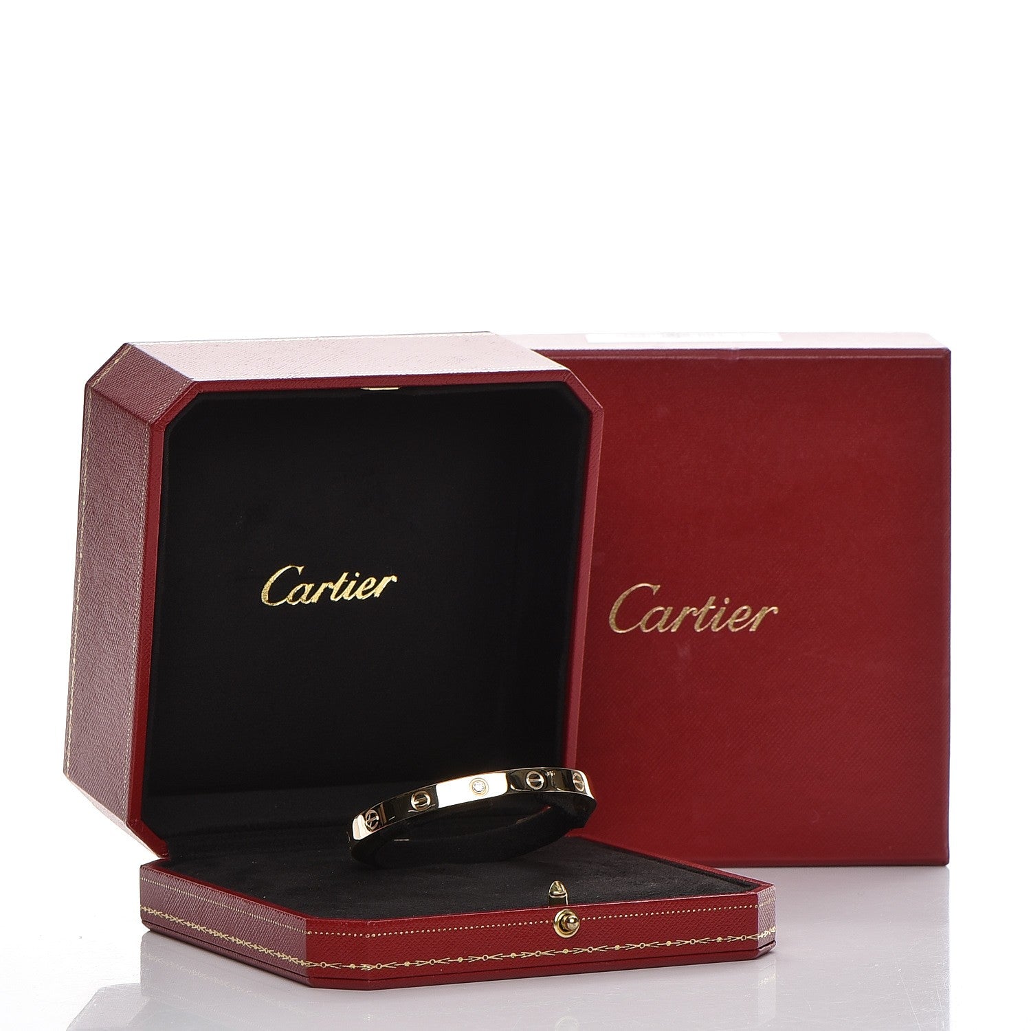 Cartier 18K Yellow Gold 1 Diamond LOVE Cuff Bracelet 17 8 of 8