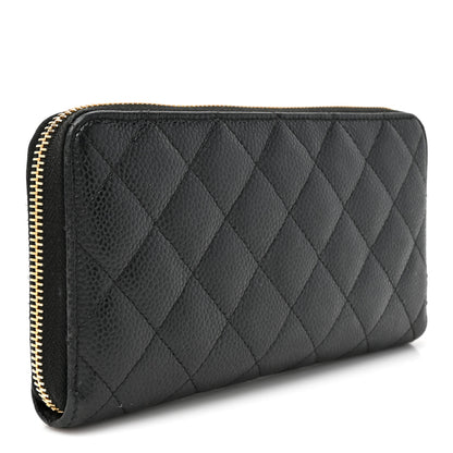 Chanel Caviar Quilted Large Gusset Zip Around Wallet Black 3 of 14