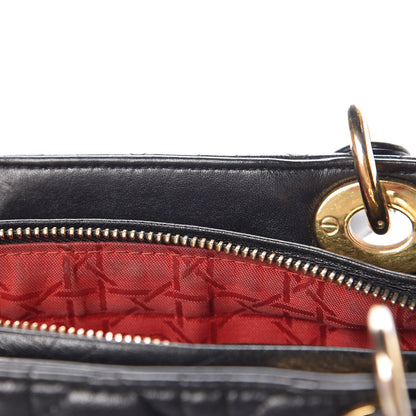 Christian Dior Lambskin Cannage Medium Lady Dior Black 9 of 12