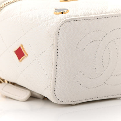 Chanel Caviar Quilted Enamel Coco Casino Mini Vanity Case With Chain White 9 of 17