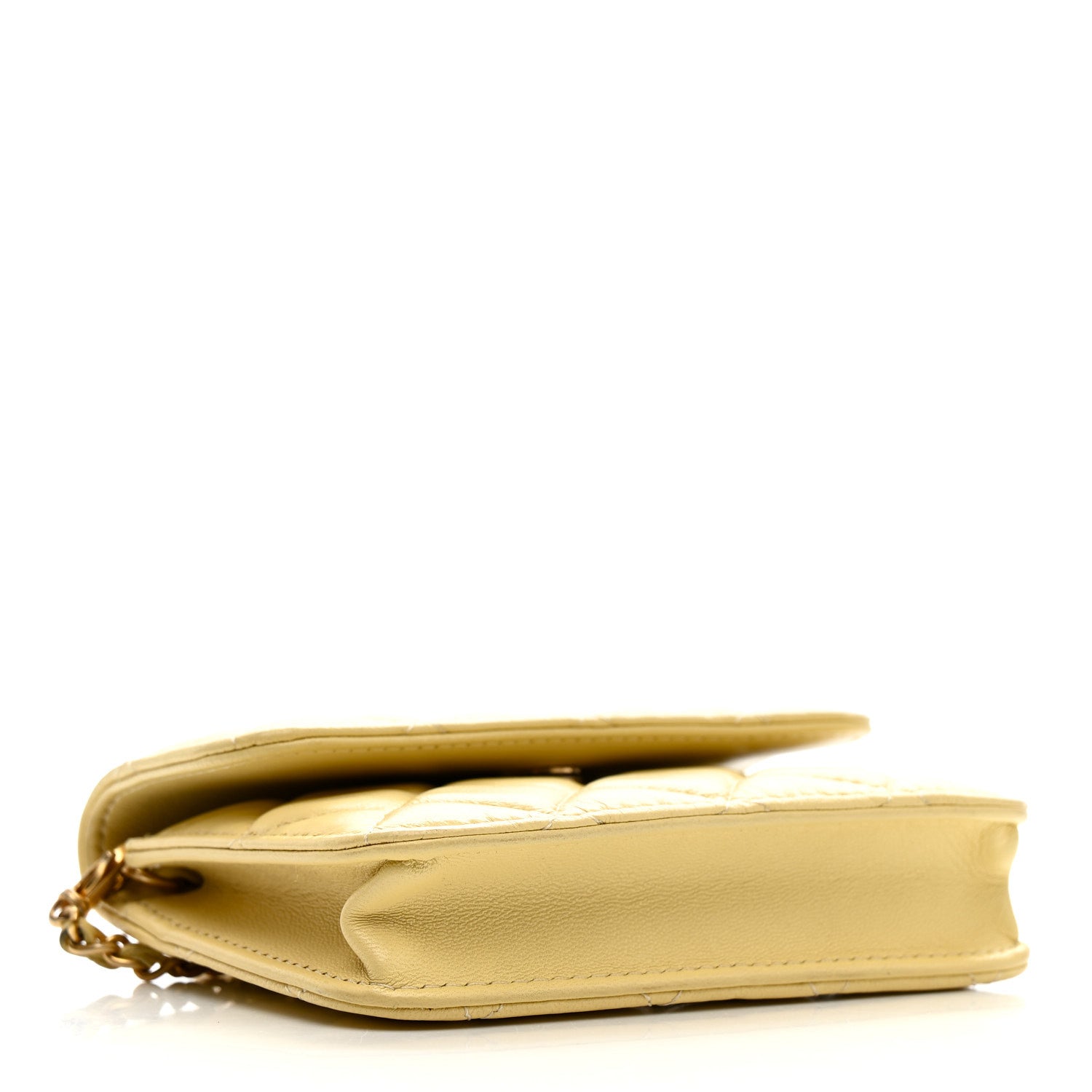 Chanel Lambskin Quilted Pearl Crush Clutch With Chain Yellow 4 of 11