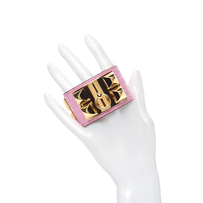Hermes Matte Alligator Collier De Chien CDC Bracelet T1 5P Pink 2 of 7