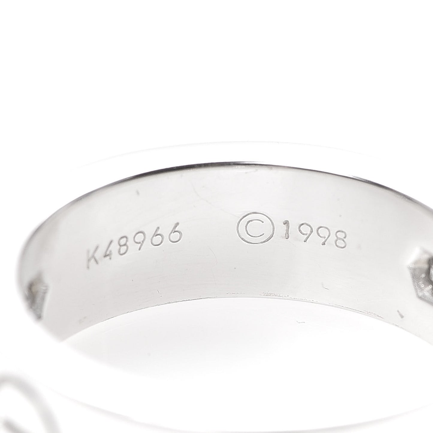 18K White Gold 3 Diamond 5.5mm LOVE Ring 48 4.5
