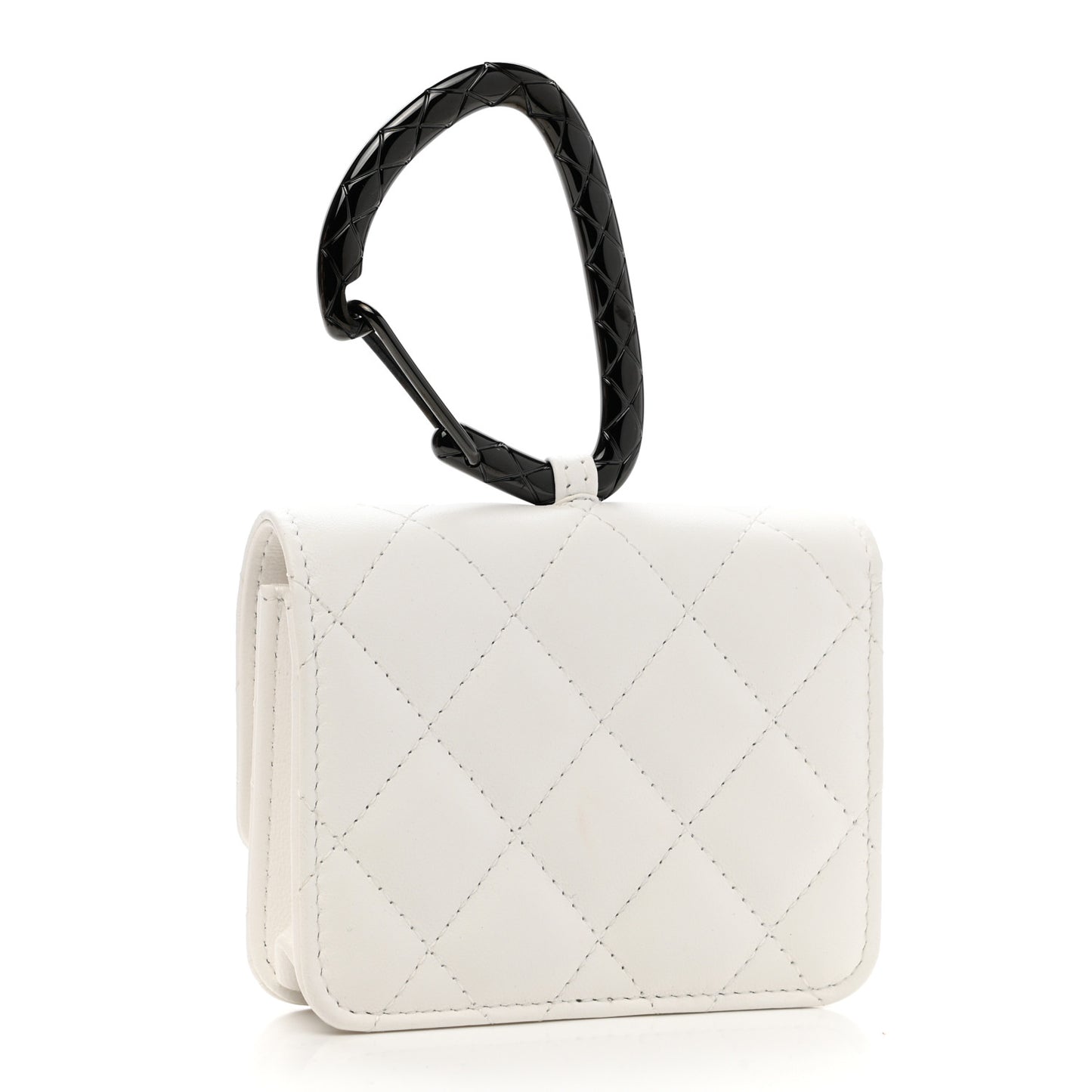 Lambskin Quilted CC Hook Card Holder White