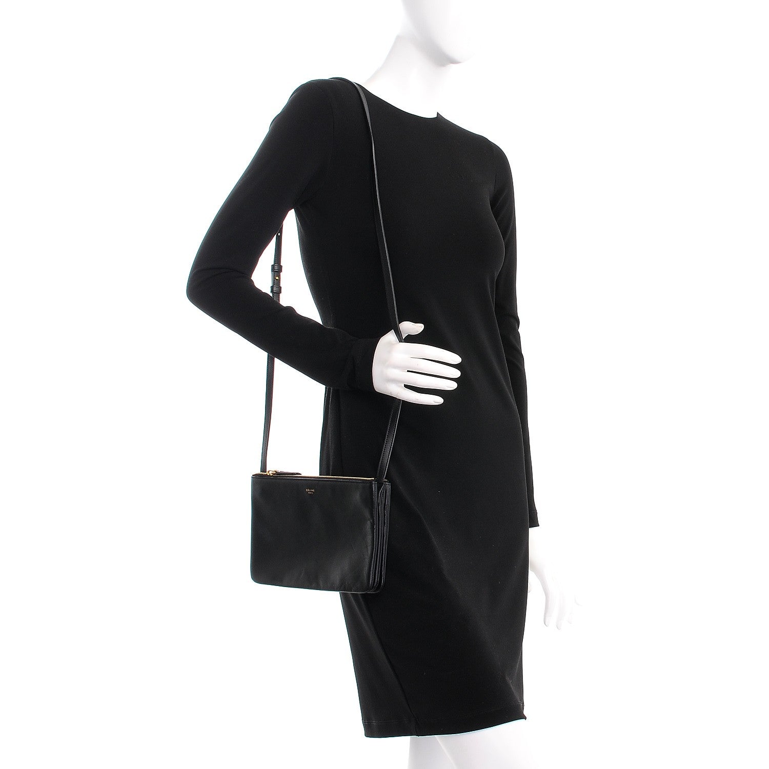 Celine Lambskin Small Trio Crossbody Bag Black 2 of 9