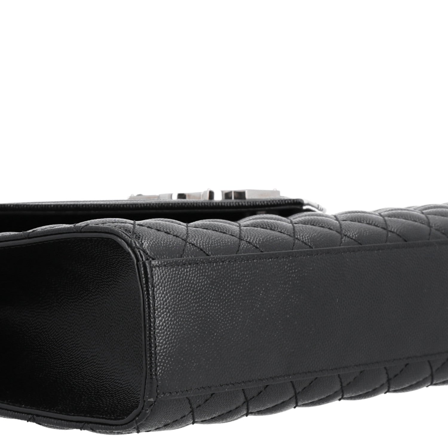Saint Laurent Grain De Poudre Textured Mixed Matelasse Large Triquilt Monogram Satchel Black 10 of 11