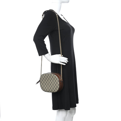 Gucci GG Supreme Monogram Cuoio Toscano Mini Chain Shoulder Bag Beige Ebony Cuir 2 of 11