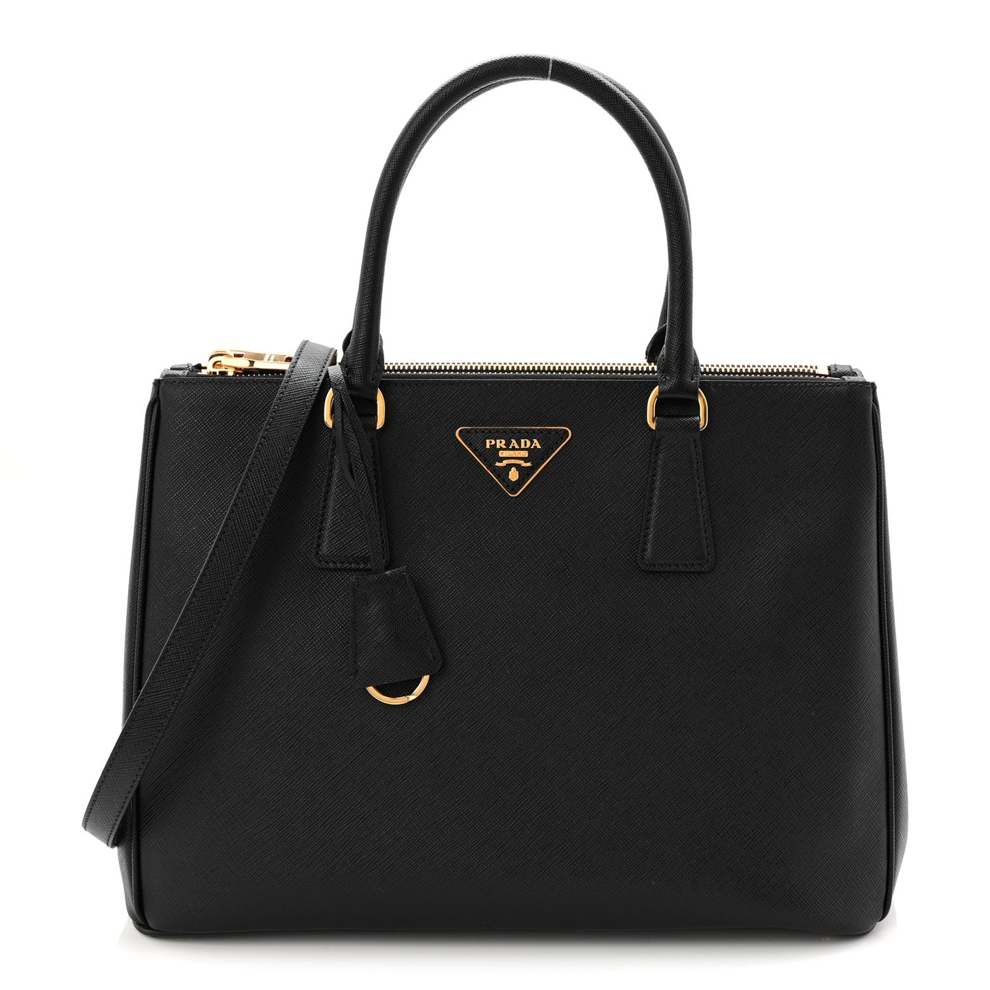 Saffiano Lux Large Galleria Double Zip Tote Black