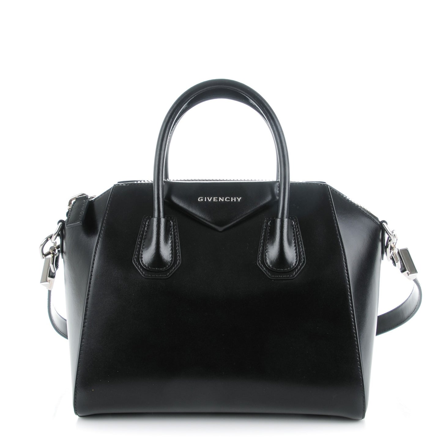 Shiny Lord Calfskin Small Antigona Black