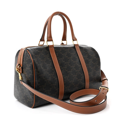 Celine Triomphe Canvas Calfskin Large Boston Bag Tan 3 of 11