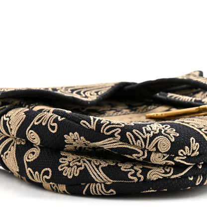 Christian Dior Canvas Embroidered Ornamental Cornely Saddle Bag Black Beige 10 of 10