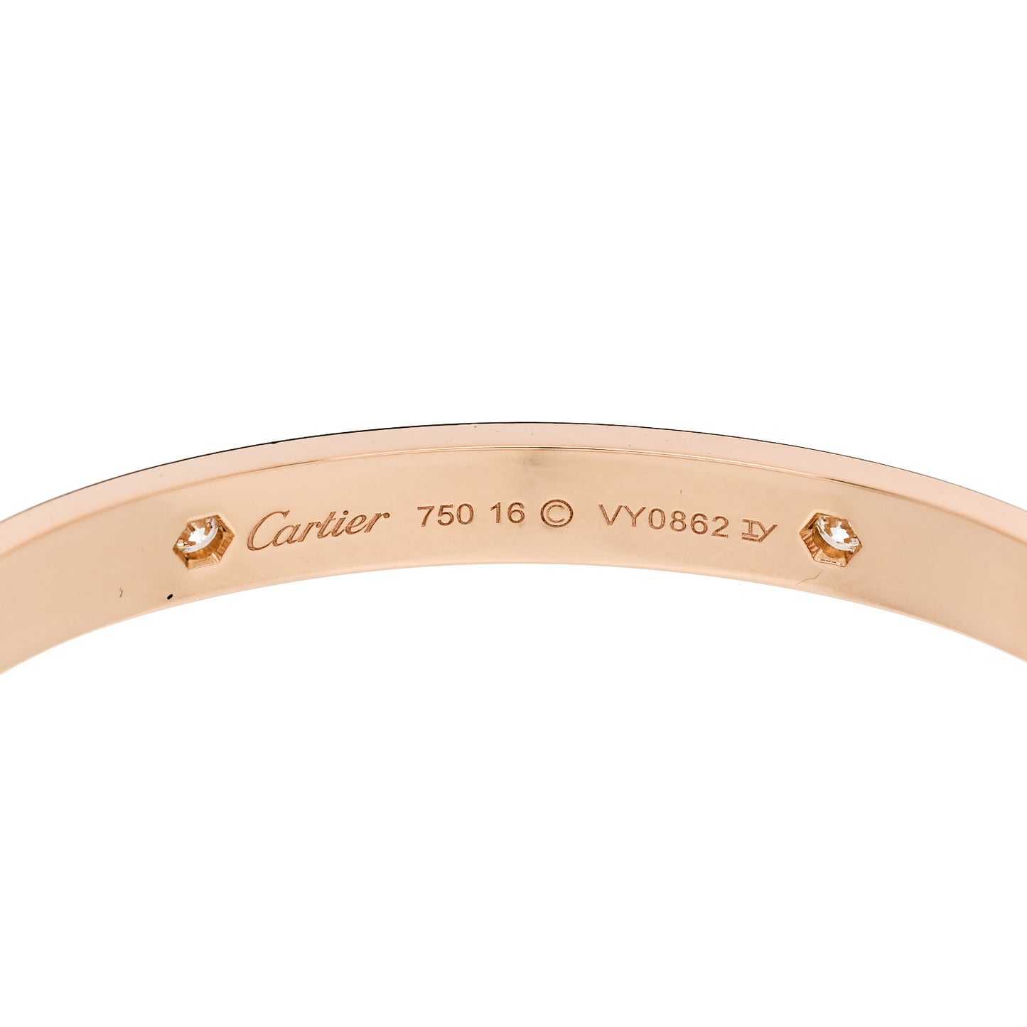 18K Pink Gold 4 Diamond LOVE Bracelet 16
