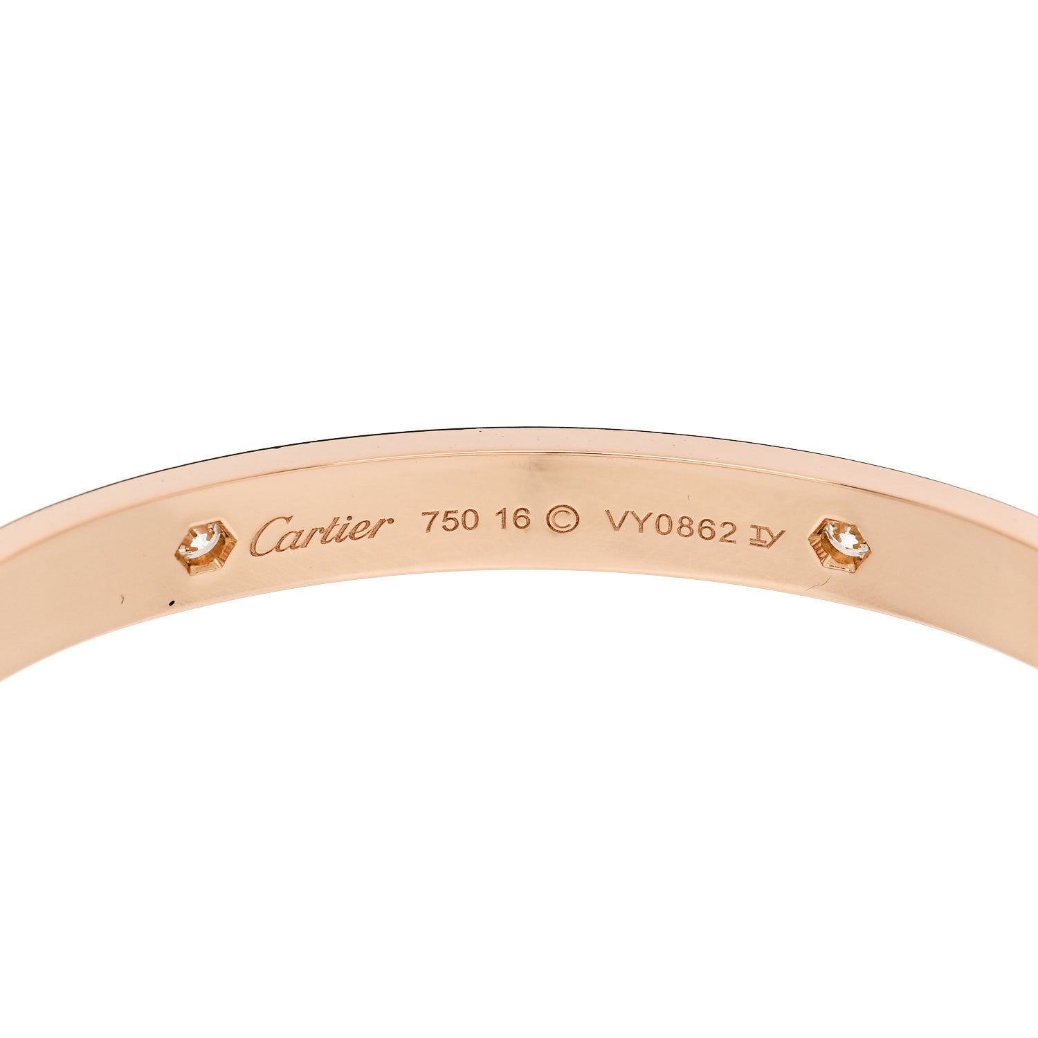 Cartier 18K Pink Gold 4 Diamond LOVE Bracelet 16 5 of 7