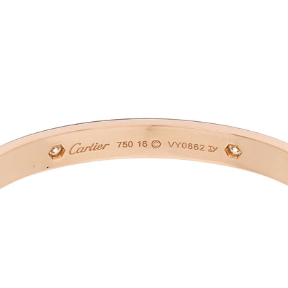 Cartier 18K Pink Gold 4 Diamond LOVE Bracelet 16 5 of 7