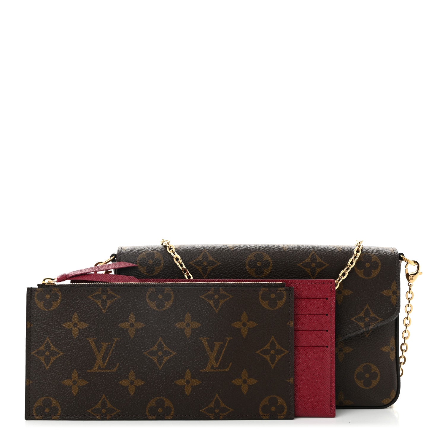 Louis Vuitton Monogram Pochette Felicie Chain Wallet Fuchsia 3 of 12