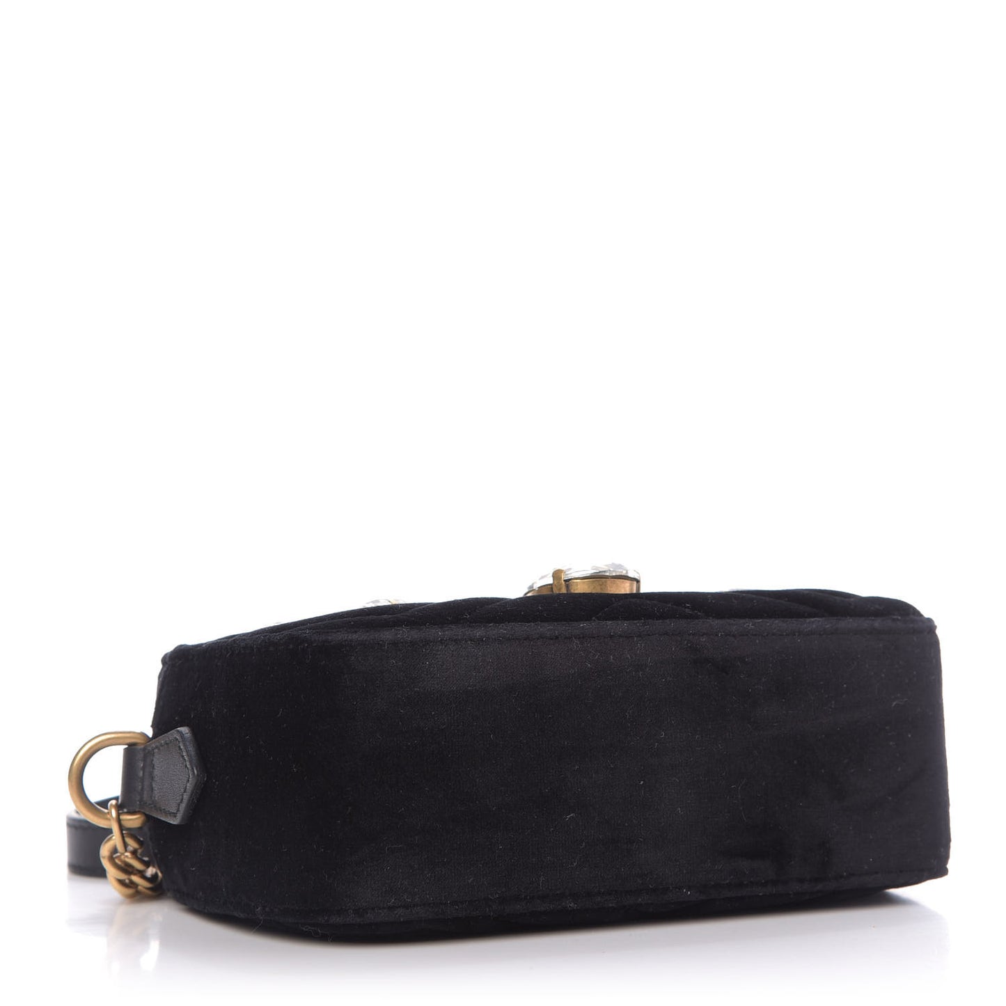 Velvet Matelasse Marquise Crystals Mini GG Marmont Chain Shoulder Bag Black